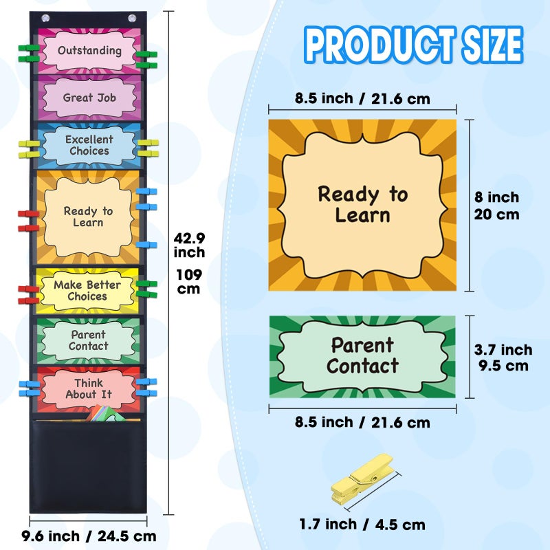 ZKOO Student Behavior Clip Chart for Classroom Management Kids Track Reward Pocket Chart Hanging Creative Bulletin Board Teacher Supplies for Preschool Class Must Haves, Classroom Homeschool - Image 2